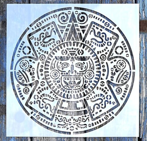 Azték, Maja  mintás műanyag sablon, 30x30 cm-es DIY festő stencil 