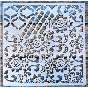   Barokk mintás műanyag fal  sablon, 30x30 cm-es DIY festő stencil 