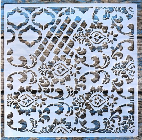 Barokk mintás műanyag fal  sablon, 30x30 cm-es DIY festő stencil 