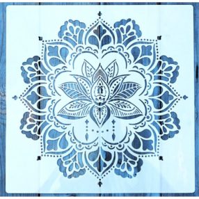   Mandala, lótusz mintás műanyag sablon, 30x30 cm-es DIY festő stencil 
