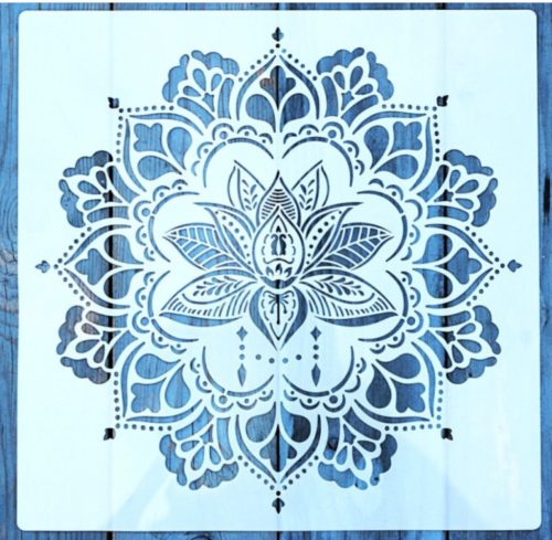 Mandala, lótusz mintás műanyag sablon, 30x30 cm-es DIY festő stencil 