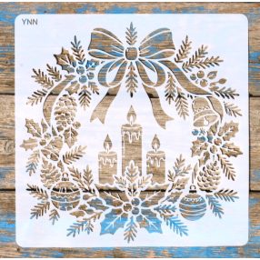  Karácsonyi mintás mintás műanyag  sablon, 30x30 cm-es DIY festő stencil 