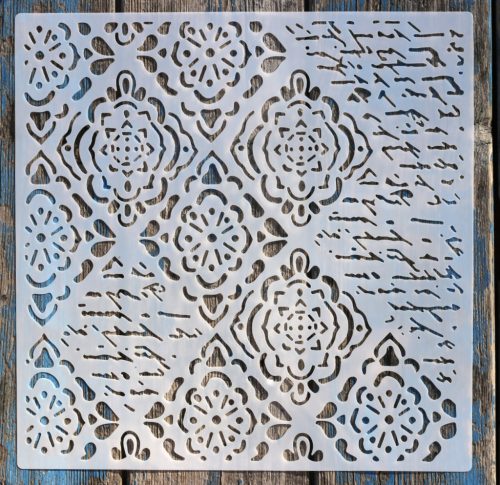 Barokk mintás műanyag fal  sablon, 30x30 cm-es DIY festő stencil 