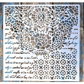   Barokk mintás műanyag fal  sablon, 30x30 cm-es DIY festő stencil 