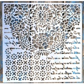   Barokk mintás műanyag fal  sablon, 30x30 cm-es DIY festő stencil 
