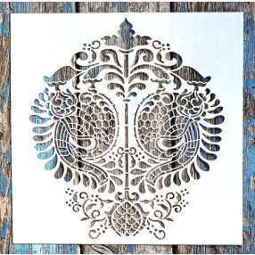   Barokk mintás műanyag fal  sablon, 30x30 cm-es DIY festő stencil 