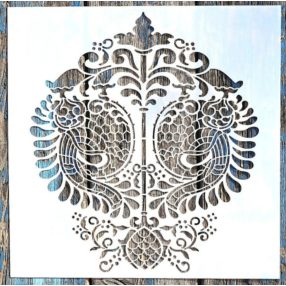   Barokk mintás műanyag fal  sablon, 30x30 cm-es DIY festő stencil 