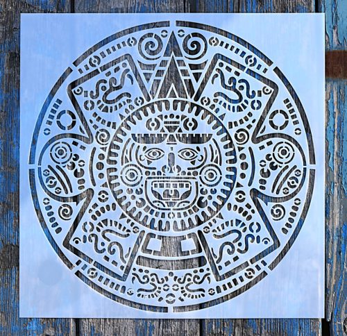 Azték, Maja  mintás műanyag sablon, 30x30 cm-es DIY festő stencil 