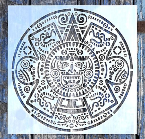 Azték, Maja  mintás műanyag sablon, 30x30 cm-es DIY festő stencil 