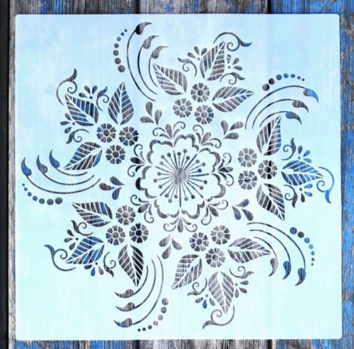 Mandala mintás műanyag sablon, 30x30 cm-es DIY festő stencil 
