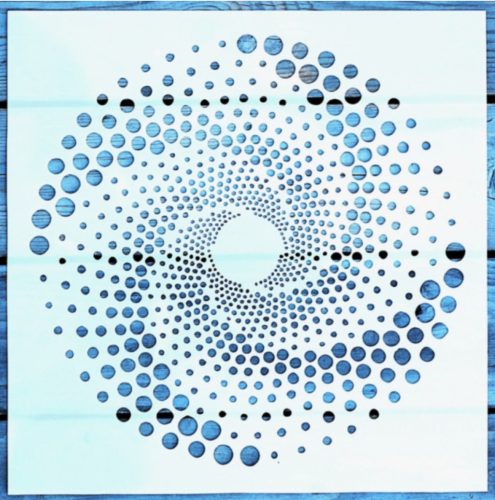 Geometriai mintás műanyag mandala sablon, 30x30 cm-es DIY festő stencil 