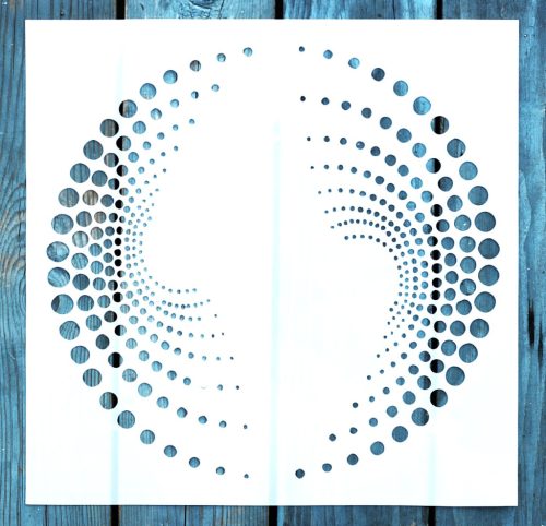 Geometriai mintás műanyag mandala sablon, 30x30 cm-es DIY festő stencil 