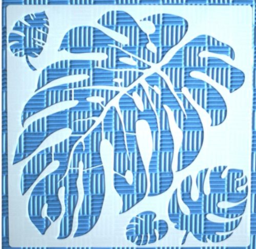 trópusi levél mintás műanyag sablon, 30x30 cm-es DIY festő stencil 