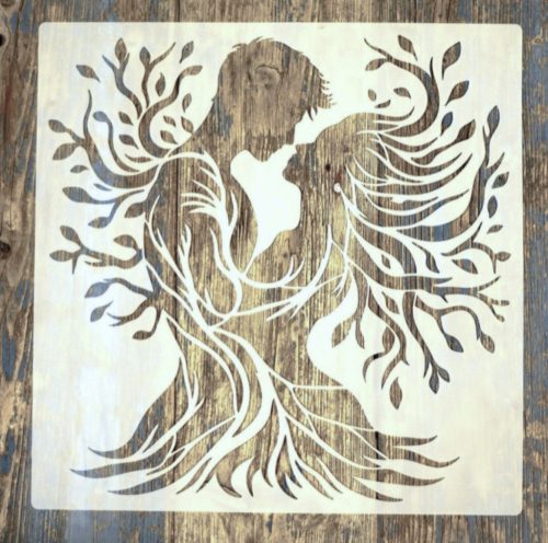  szerelem mintás műanyag sablon, 30x30 cm-es DIY festő stencil 
