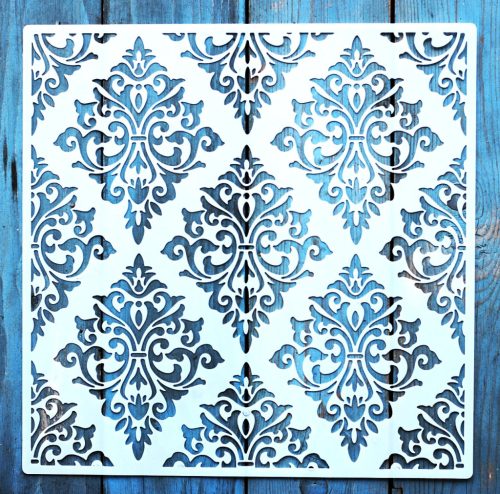 Barokk mintás műanyag fal  sablon, 30x30 cm-es DIY festő stencil 