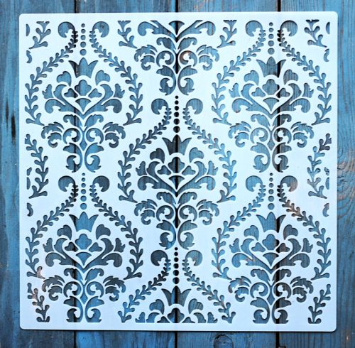 Barokk mintás műanyag fal  sablon, 30x30 cm-es DIY festő stencil 