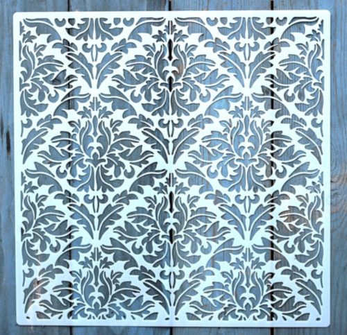 Barokk mintás műanyag fal  sablon, 30x30 cm-es DIY festő stencil 