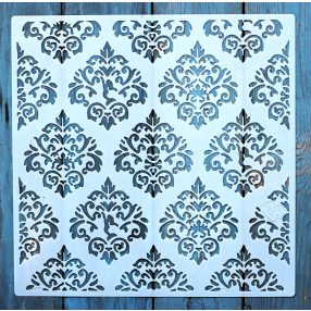   Barokk mintás műanyag fal  sablon, 30x30 cm-es DIY festő stencil 