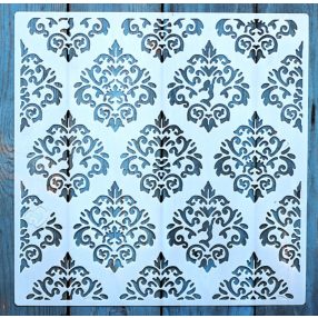   Barokk mintás műanyag fal  sablon, 30x30 cm-es DIY festő stencil 
