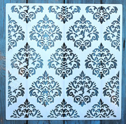 Barokk mintás műanyag fal  sablon, 30x30 cm-es DIY festő stencil 