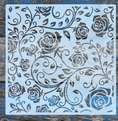 virág mintás műanyag festő sablon, 30x30 cm-es DIY stencil 