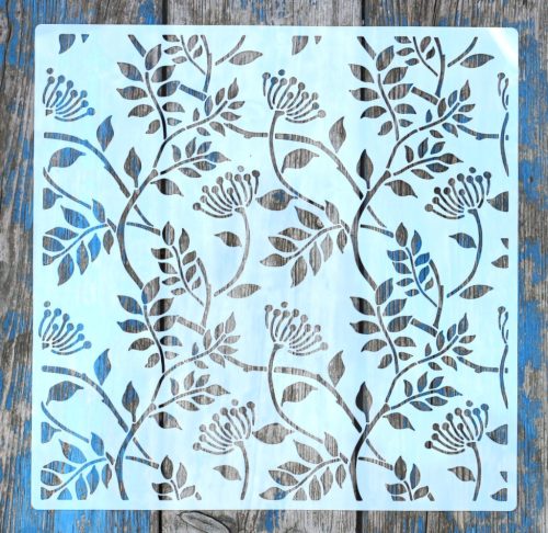 virág mintás műanyag festő sablon, 30x30 cm-es DIY stencil 