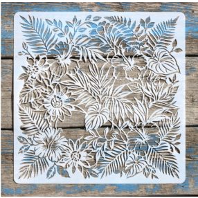   levél és virág mintás műanyag festő sablon, 30x30 cm-es DIY stencil 