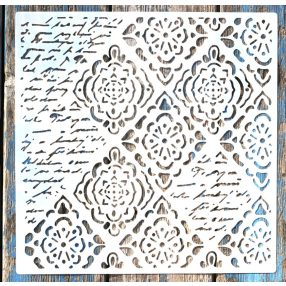   Barokk mintás műanyag festő sablon, 30x30 cm-es DIY stencil 