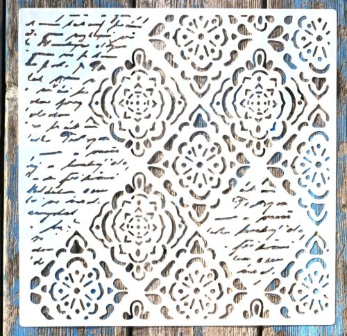 Barokk mintás műanyag festő sablon, 30x30 cm-es DIY stencil 