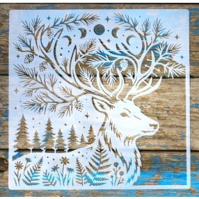    karácsony szarvas mintás műanyag festő sablon, 30x30 cm-es DIY stencil 
