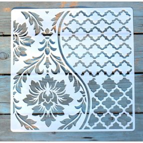   Barokk mintás műanyag festő sablon, 30x30 cm-es DIY stencil 