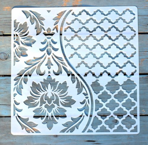 Barokk mintás műanyag festő sablon, 30x30 cm-es DIY stencil 