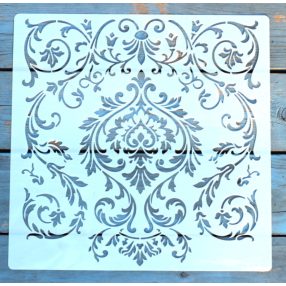   Barokk mintás műanyag festő sablon, 30x30 cm-es DIY stencil 