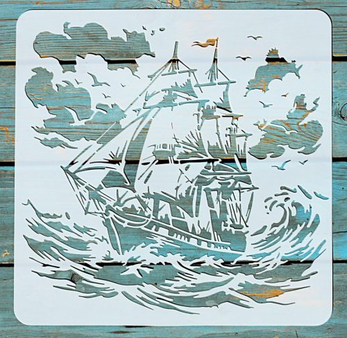 Vitorlás  mintás sablon  30x30 cm-es DIY festő  stencil