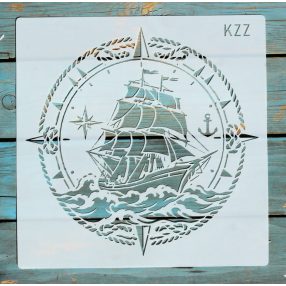 Vitorlás  mintás sablon  30x30 cm-es DIY festő  stencil