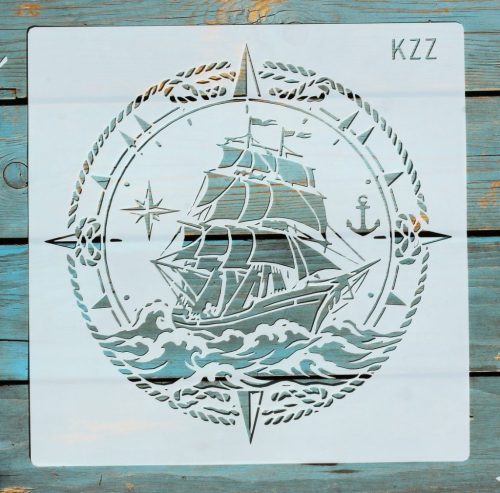 Vitorlás  mintás sablon  30x30 cm-es DIY festő  stencil