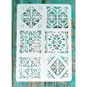 Csempe mintàs műanyag ki  festősablon 21x30cm DIY stencil