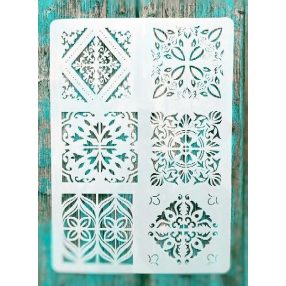 Csempe mintàs műanyag festősablon 21x30cm DIY stencil