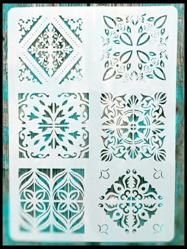Csempe mintàs műanyag ki festősablon 21x30cm DIY stencil