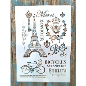    Eiffel tornyos műanyag festősablon 21x30cm-es DIY  stencil