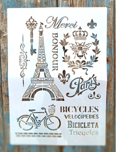  Eiffel tornyos műanyag festősablon 21x30cm-es DIY  stencil