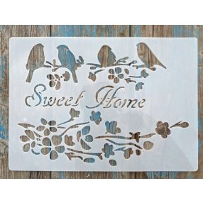  Sweet  home A4 21x30cm-es festősablon madaras DIY stencil