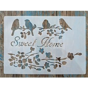  Sweet  home A4 21x30cm-es festősablon madaras DIY stencil