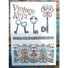 Vintage kulcsos DIY festő sablon műanyag  stencil