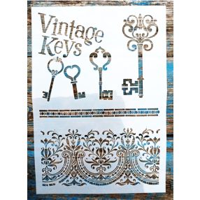 Vintage kulcsos DIY festő sablon műanyag  stencil