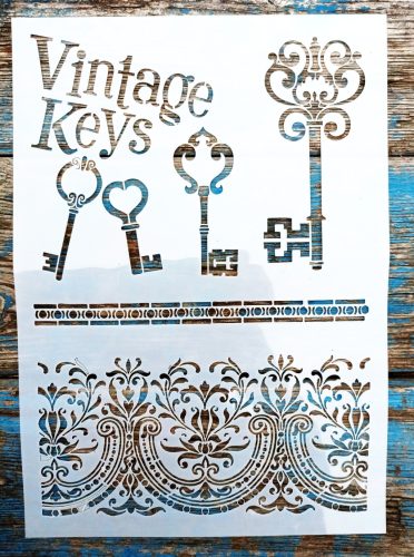 Vintage kulcsos DIY festő sablon műanyag  stencil