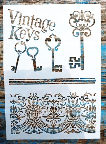 Vintage kulcsos DIY festő sablon műanyag  stencil