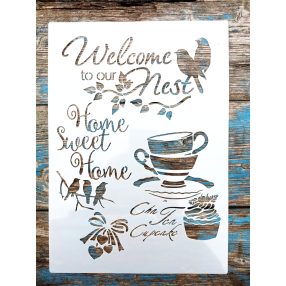  Welcome vintage madaras műanyag 21x30cm-es sablon DIY  stencil