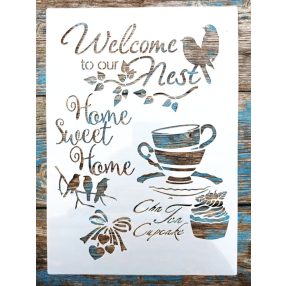   Welcome vintage madaras műanyag 21x30cm-es sablon DIY  stencil