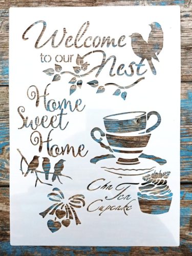 Welcome vintage madaras műanyag 21x30cm-es sablon DIY  stencil